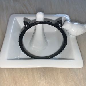 Kate Spade Black Rhinestone Kitty Cat Bracelet